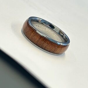 Koa Wood Inlay Tungsten Ring - size 7